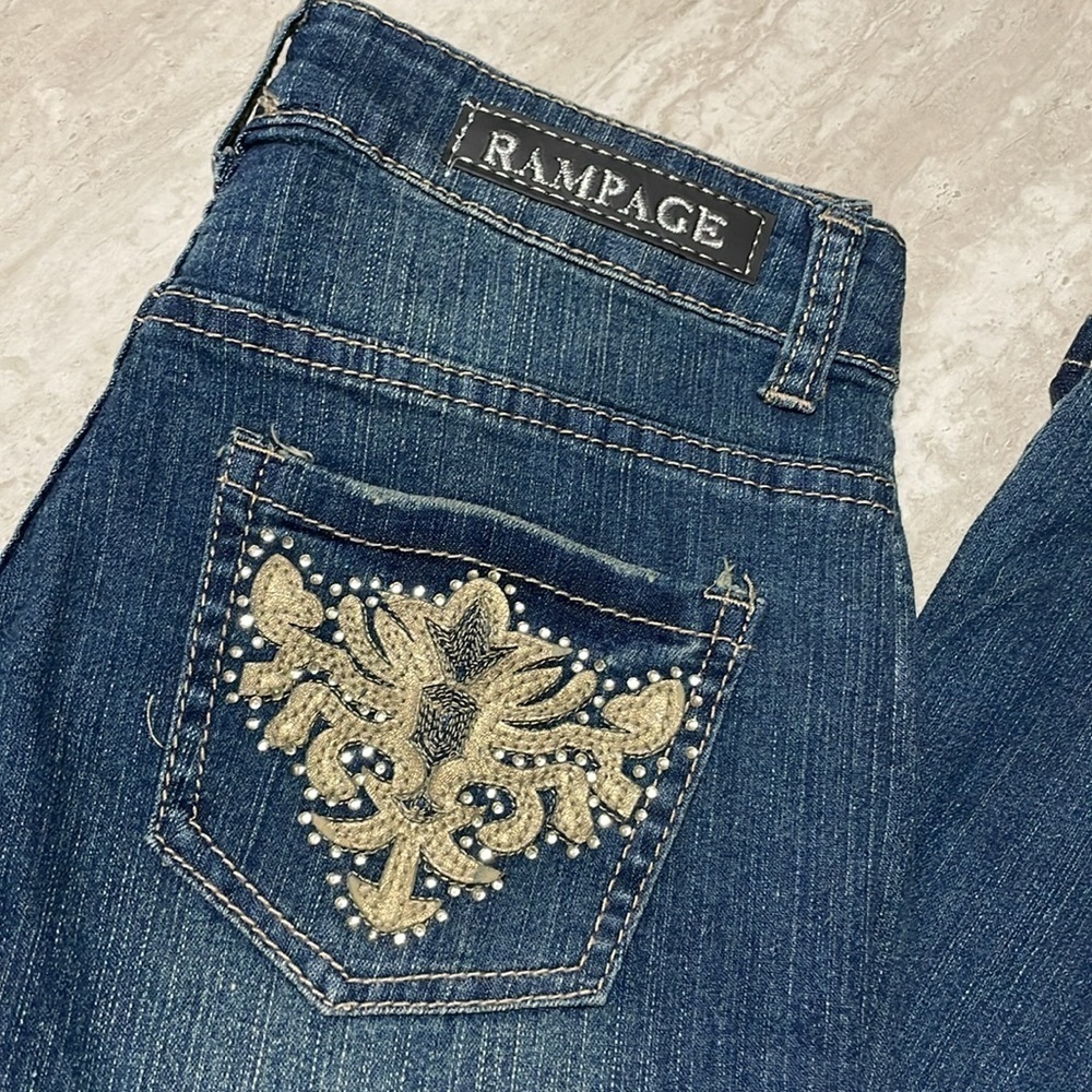 NWT Rampage Premium Rhinestone Jeans *0 *Inseam 32 - Picture 5 of 6